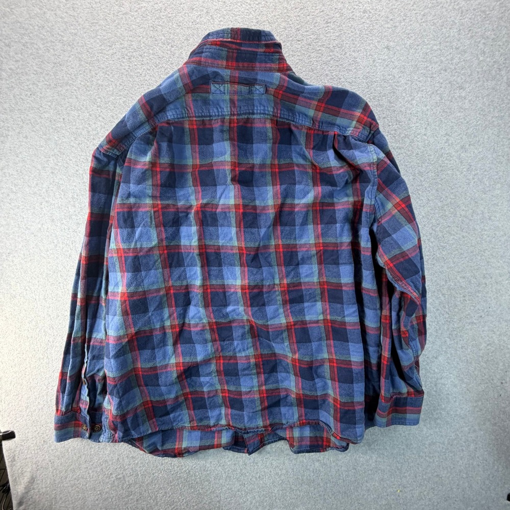 Duluth Trading Co Untucked Flannel Shirt Mens 2XL Tall Relaxed Fit Blue Plaid - Picture 6 of 7